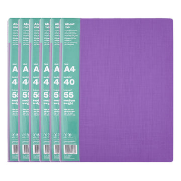 6 Pack x ColourHide A4 My Wingman Display Book Purple 40 Pockets